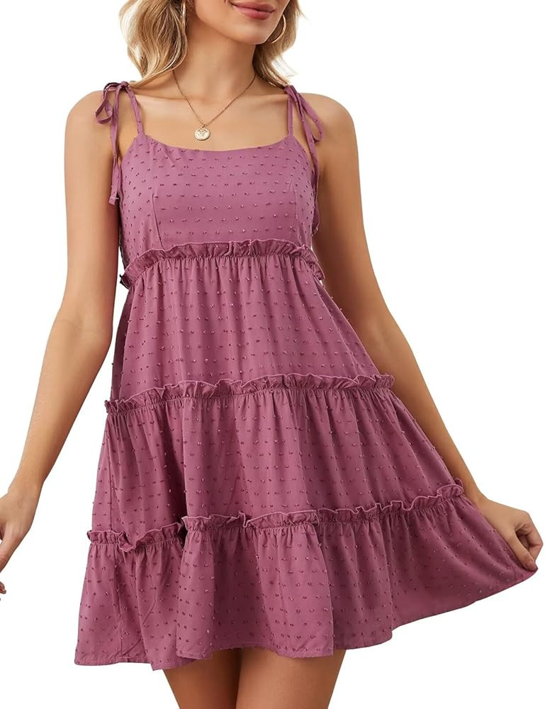 Women's Summer Mini Dress Sleeveless Boho Spaghetti Strap Dresses Casual Flowy A Line Cami Dress ... | Amazon (US)