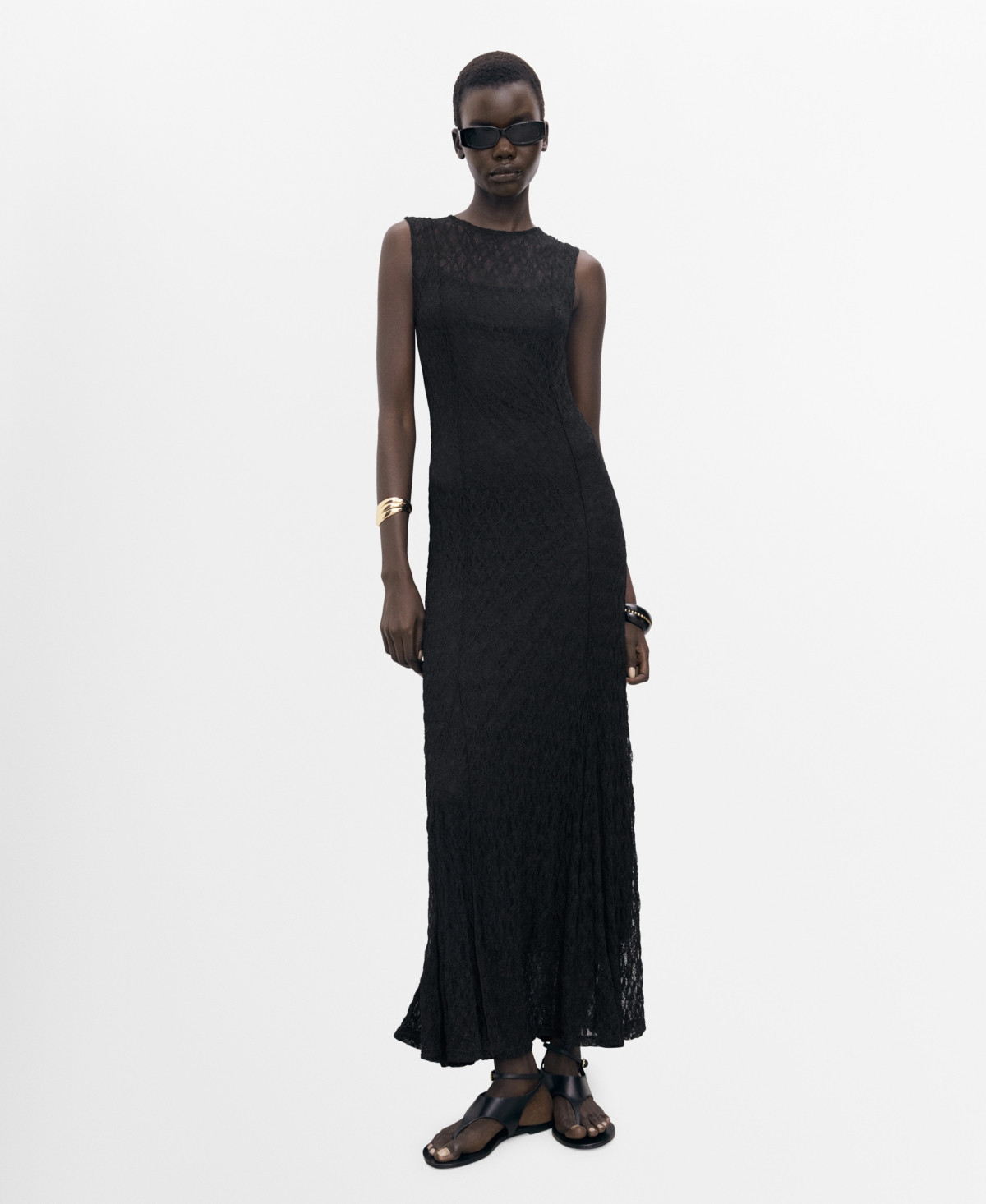 Mango Women's Long Lace Dress - Black | Macy's