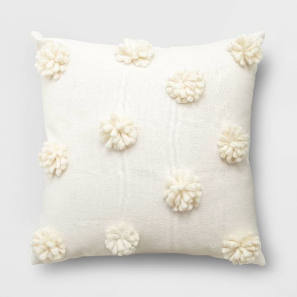 Tassel Square Throw Pillow​ with Pom-Pom Cream - Opalhouse™ | Target