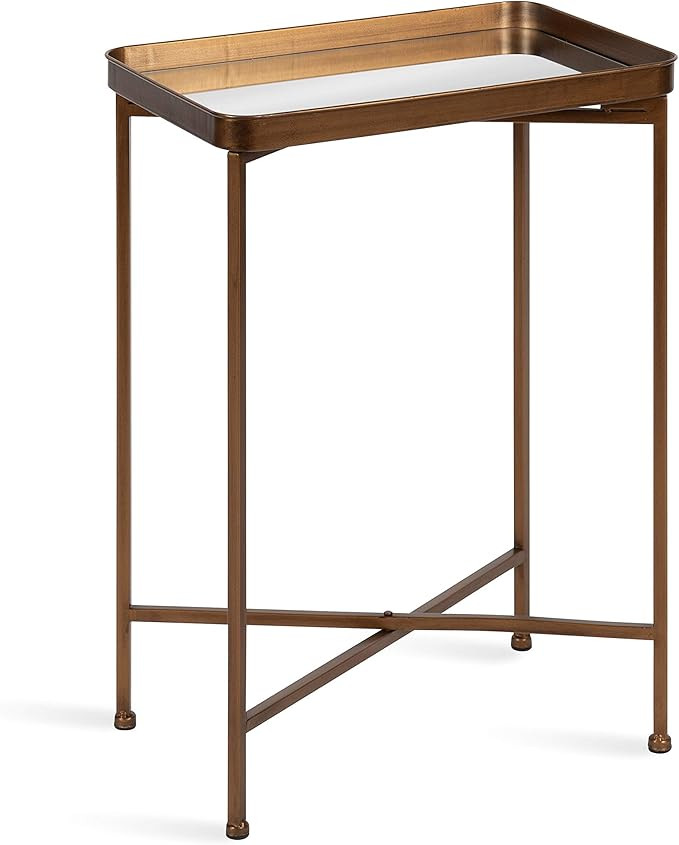 Kate and Laurel Celia Modern Mirrored Tray Side Table, 18 x 12 x 26, Dark Bronze, Foldable Rectan... | Amazon (US)