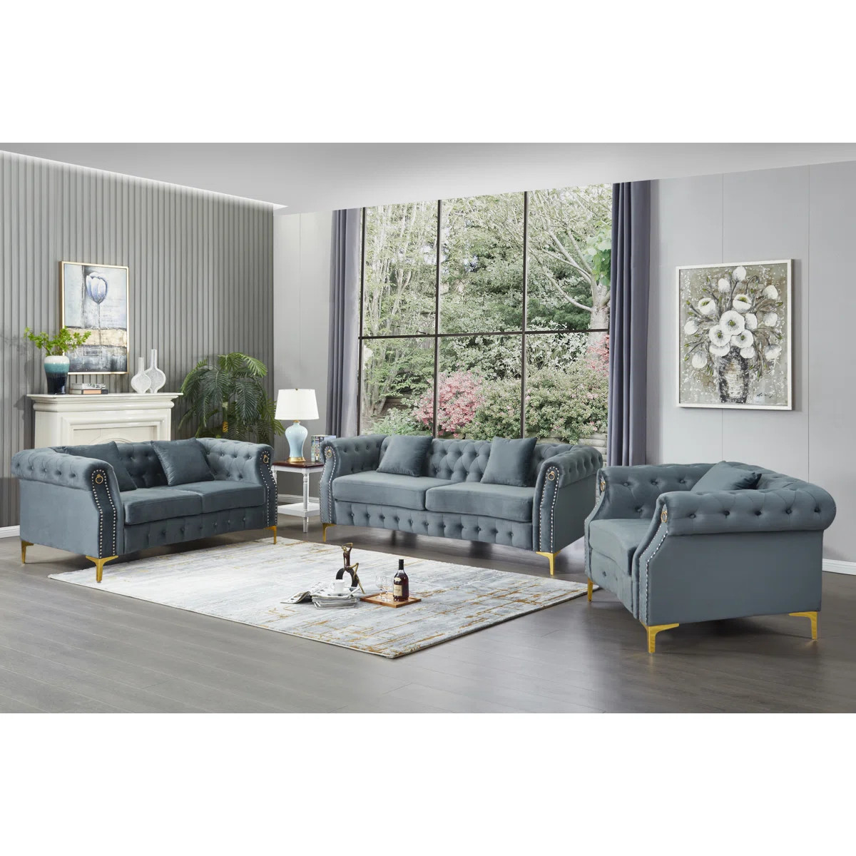 Frotten 3 - Piece Velvet Living Room Set | Wayfair North America