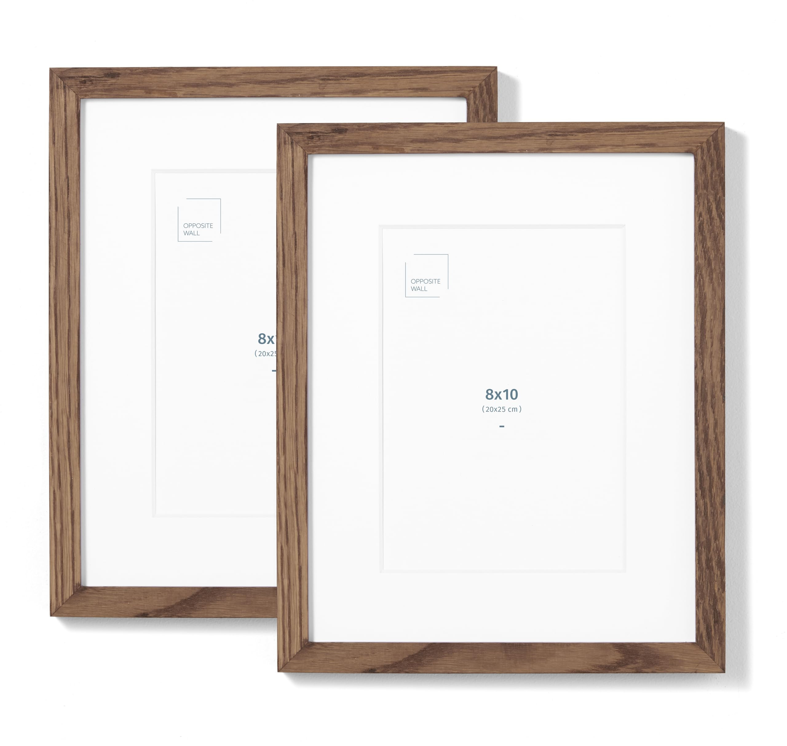 Opposite Wall - Set of 2-8x10 in - Dark Solid Oak Wood Picture Frames with Mat - Wall Hanging & T... | Amazon (US)
