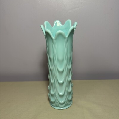 Vintage Rare Fostoria Lincoln Drape Swung Celery Vase Turquoise Milk Glass  | eBay | eBay US