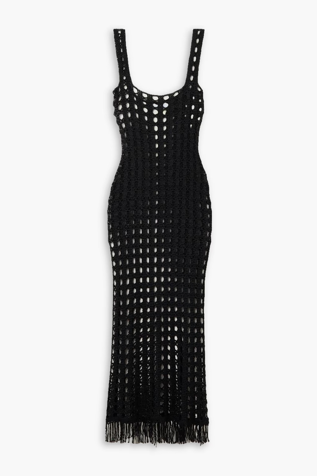 Fringed crochet-knit midi dress | The Outnet (US and CA)