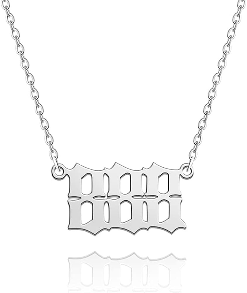 Sora Tuki Angel Number Necklace 111 222 333 444 555 666 777 888 999 Necklace Silver Old English N... | Amazon (US)