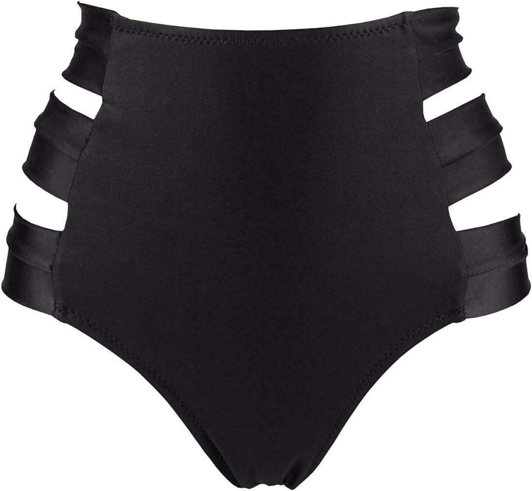COCOSHIP Women's High Waist Side Straps Bikini Bottom Scrunch Butt Ruched Brief(FBA) | Amazon (US)