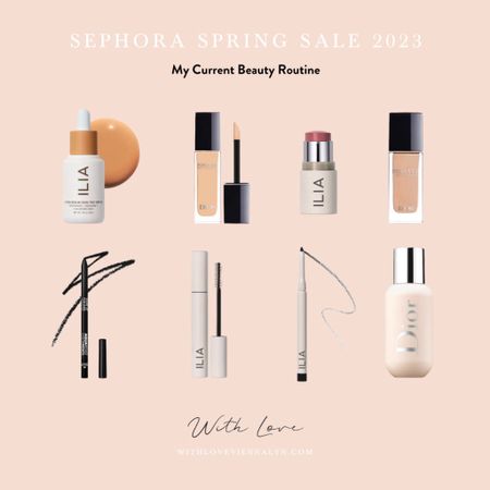 Sephora Spring Sale 2023: My current beauty routine. Use code: SAVENOW.

Ilia Beauty, Dior, Make up forever. Eyeliner, Gel Eyeliner, Foundation, Concealer, Primer. 

#LTKBeautySale #LTKsalealert