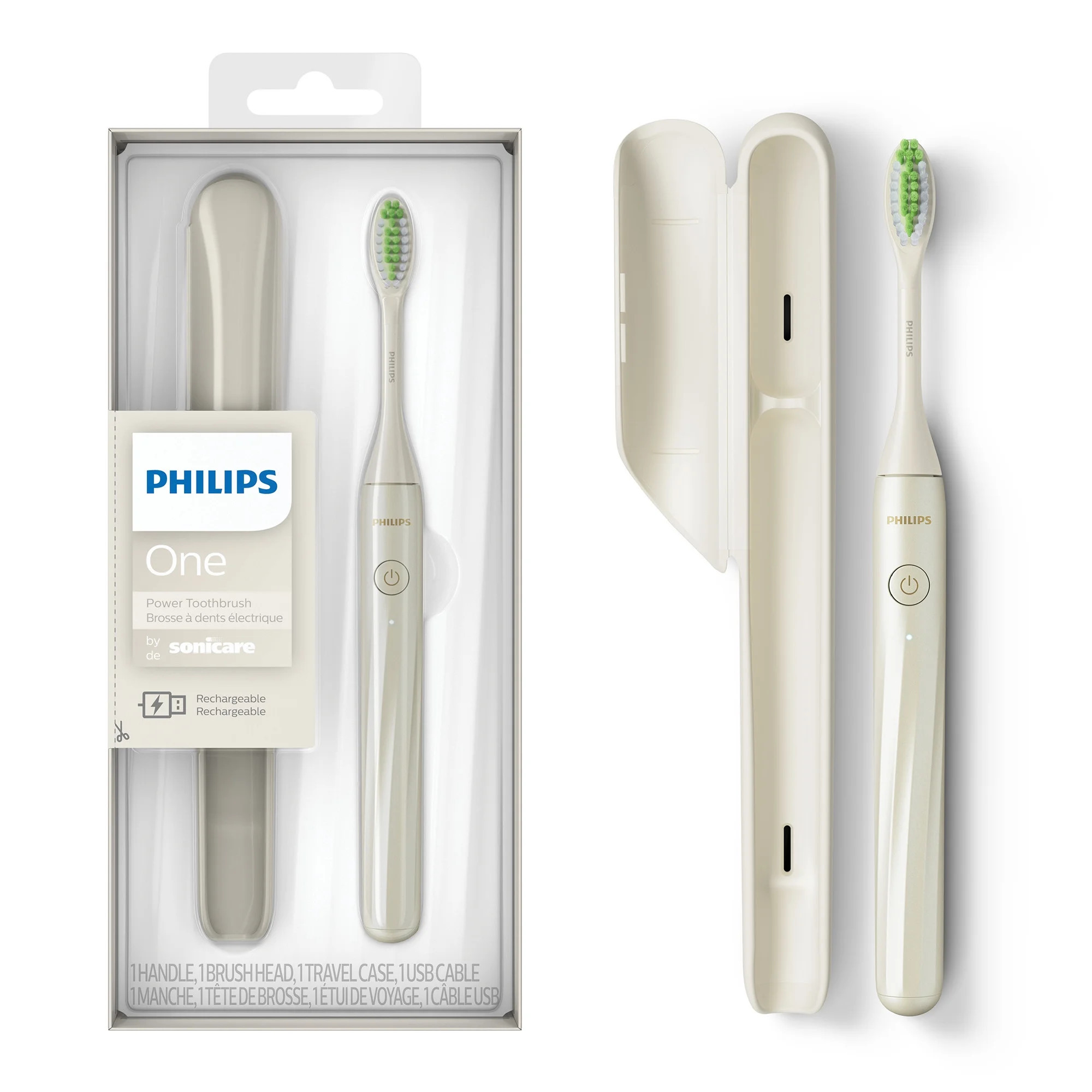 Philips One By Sonicare Rechargeable Toothbrush, Snow, HY1200/07 - Walmart.com | Walmart (US)