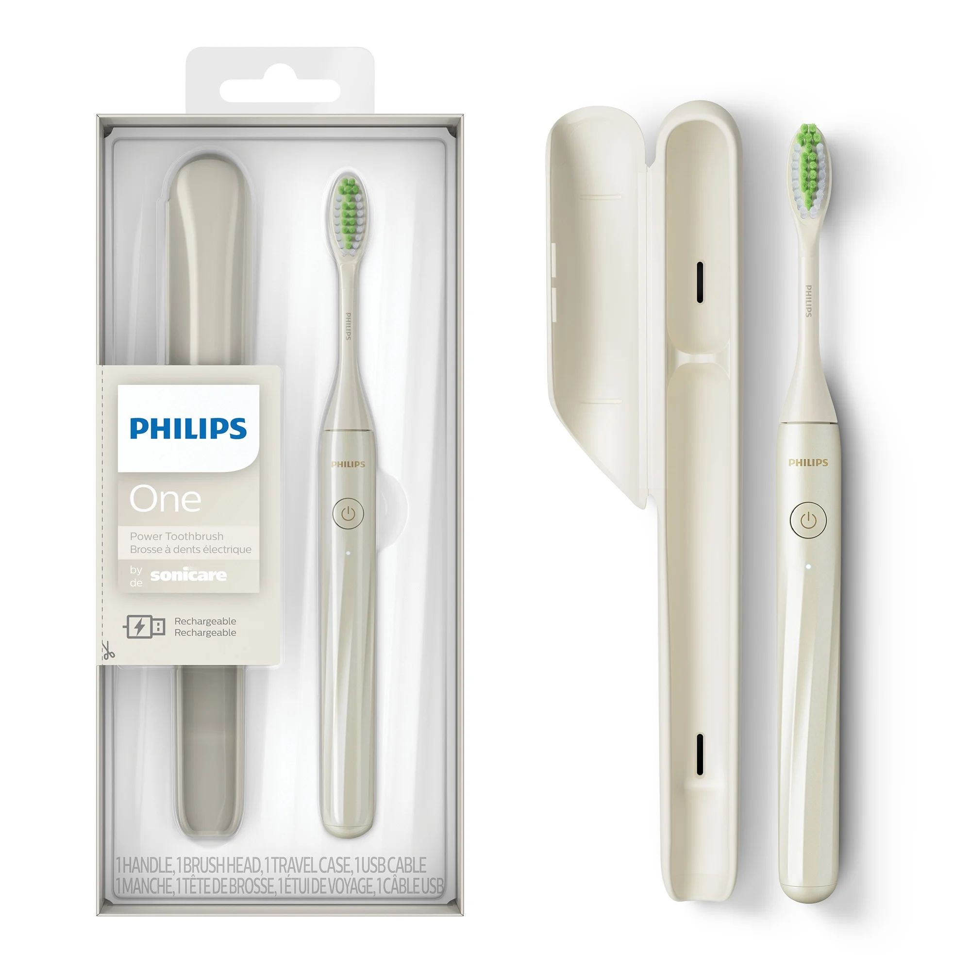 Philips One By Sonicare Rechargeable Toothbrush, Snow, HY1200/07 - Walmart.com | Walmart (US)