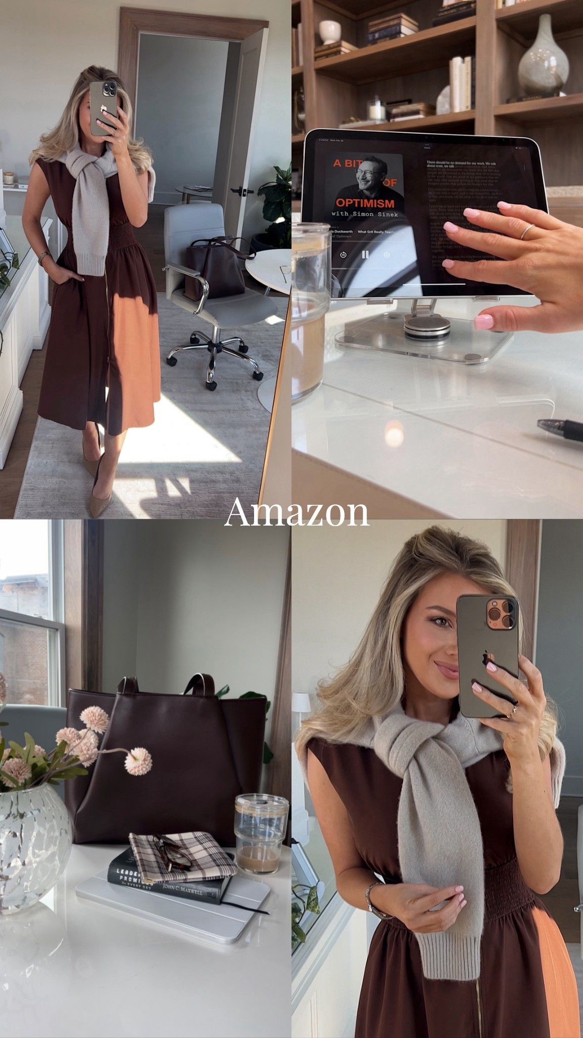 Amazon business casual outfit for Spring. I’m obsessed with this brown zipper midi dress! It has pockets! 

Amazon outfit, workwear, spring outfits, work outfits 

#LTKWorkwear #LTKSpringSale #LTKootd