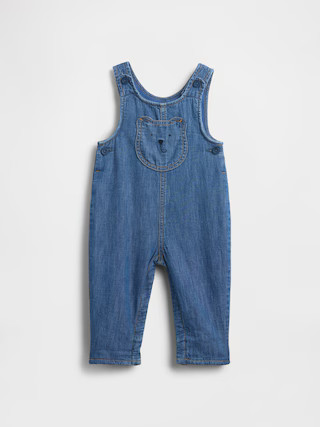 Baby Cozy-Lined Denim Bear Pocket Overalls | Gap (US)