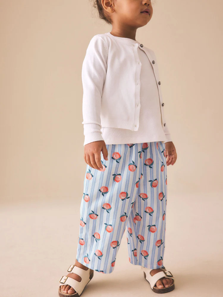 Blue Stripe Peach Print Pullon Trousers (3mths-7yrs) | Next US
