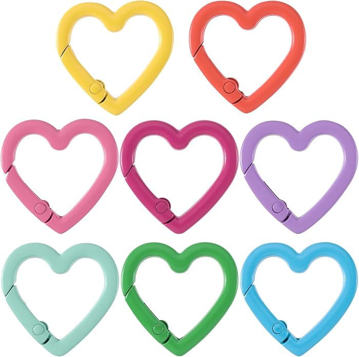 8 PCS Heart Keyring Clip, Colorful Spring Key Ring Clips, Metal Keychain Rings Bulk for DIY Craft... | Amazon (US)