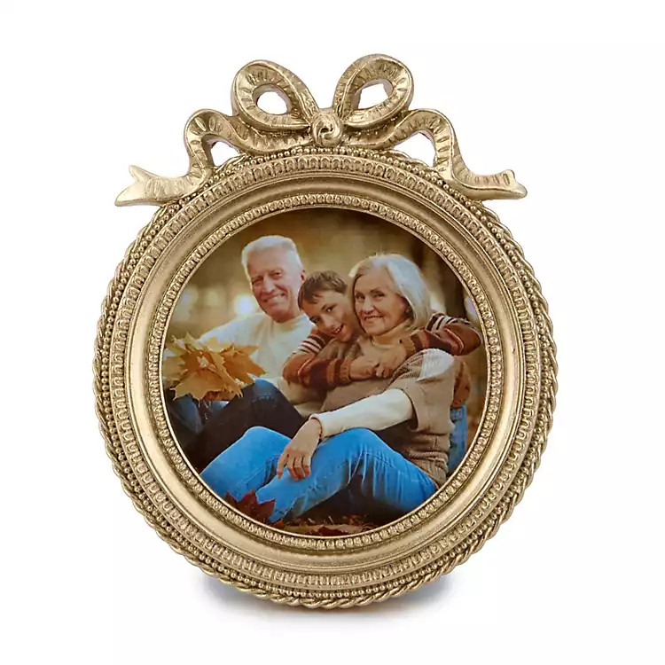 New! Round Gold Bow Picture Frame | Kirklands