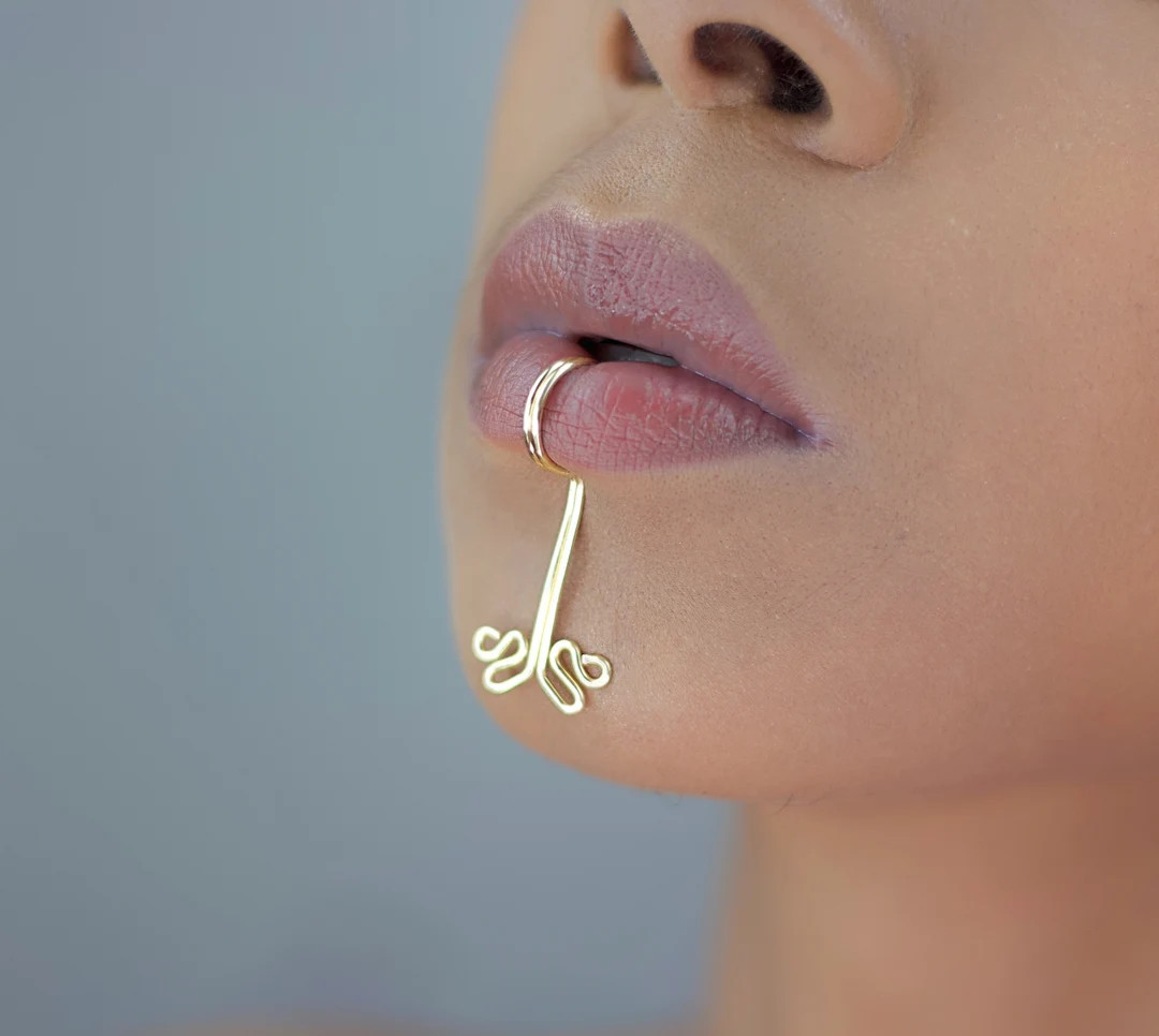 LIPLORE - WILLOW'S GRACE | Willow Lip Cuff - Tribal Jewelry, No Piercing, Fake Lip Ring, Body Jew... | Etsy (US)
