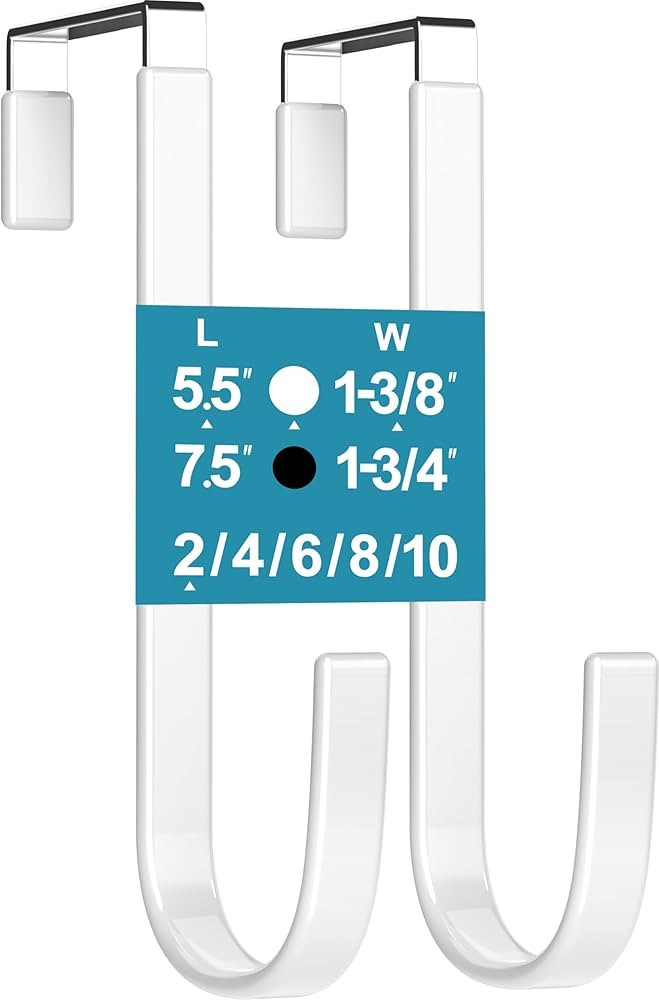 Over The Door Hooks 2 Pcs 5.5" White for 1 3/8" Door Plastic Coating for Hanging Towel Robe Hange... | Amazon (US)