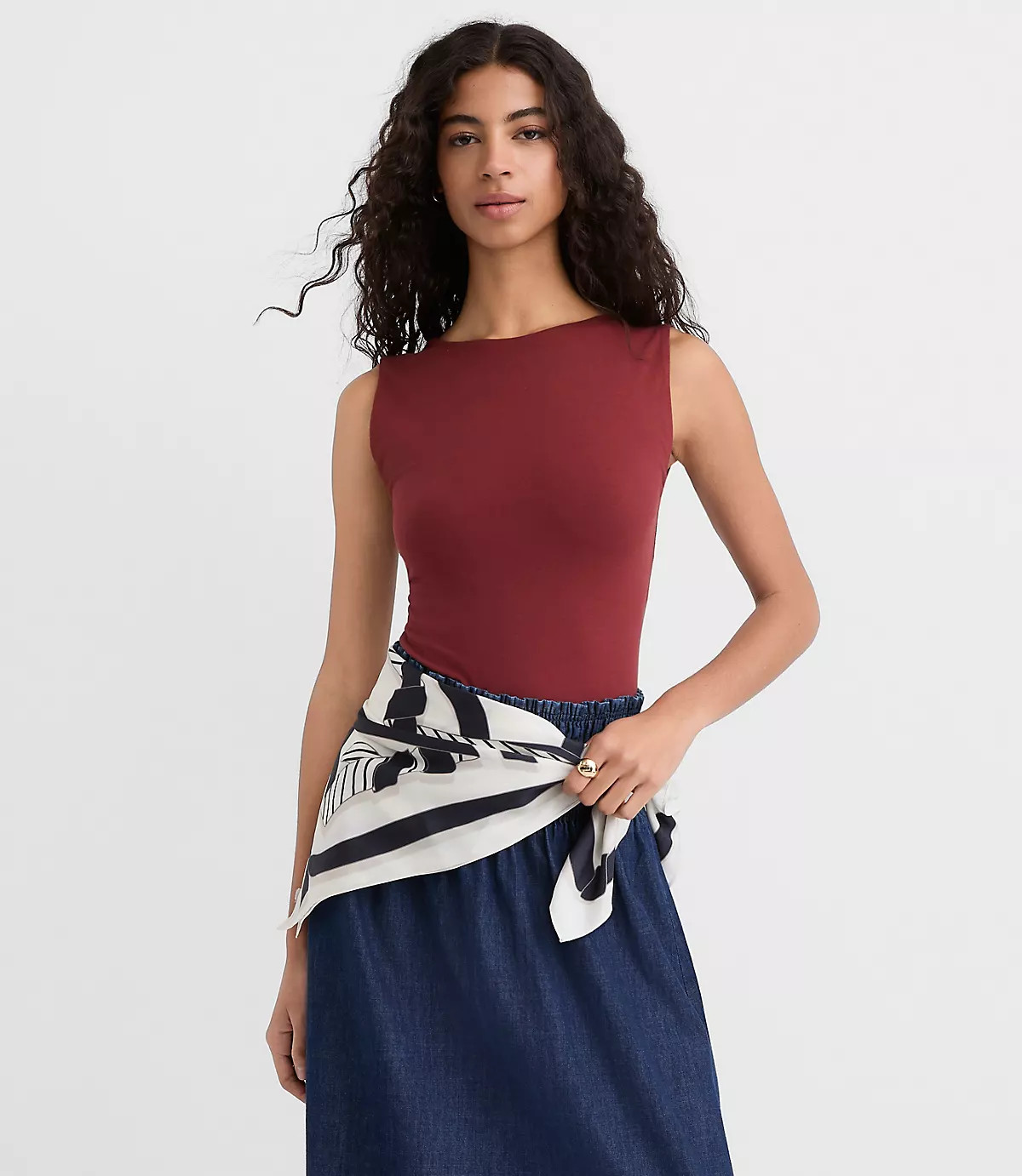 Scoop Back Boatneck Tank Top | LOFT