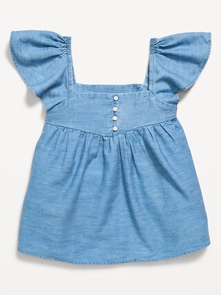 Flutter-Sleeve Chambray Top for Girls | Old Navy (US)