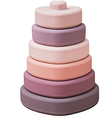 Promise Babe Silicone Stacking Toys Heart Shape Stacking Blocks Soft Baby Toy 6pcs Building Stack... | Amazon (US)