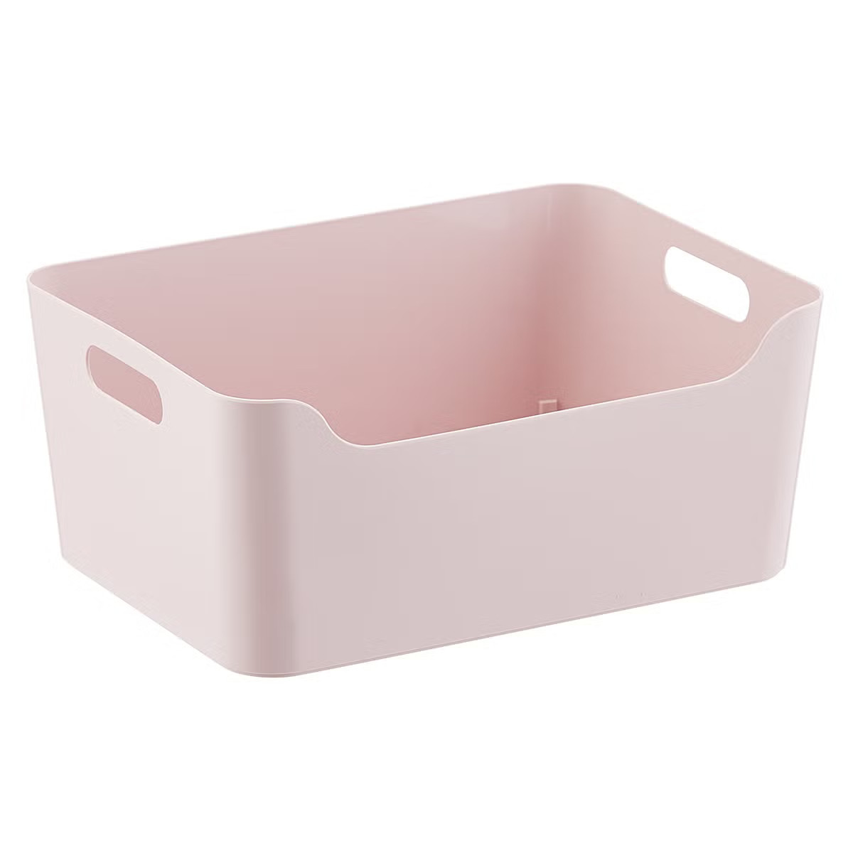 Medium Plastic Storage Bin w/ Handles Soft Pink | The Container Store