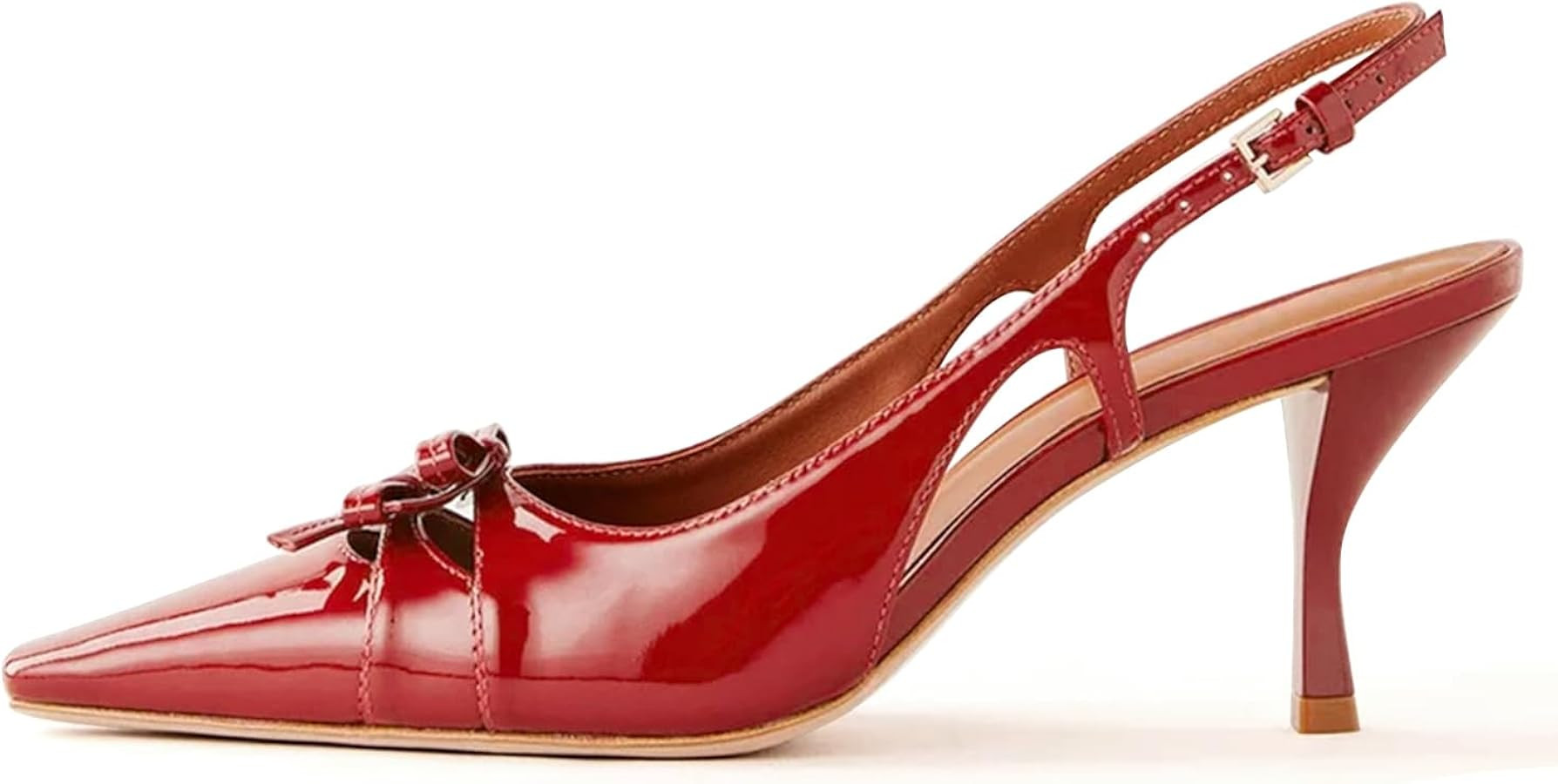 Slingback Kitten Heels for Women Pointed Toe Bow Pumps Cute Low Heel Stiletto Heeled Sandals Comf... | Amazon (US)