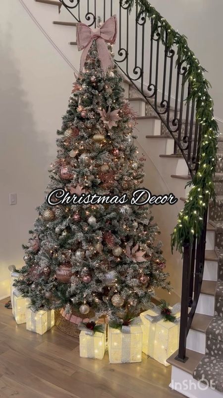 🎄 Christmas Decor 🎄 

This 50 ft Norfolk garland is amazing! Currently only shorter lengths available. It is NOT pre-lit so you can add your own lights. 

This rattan tree collar has worked great and I added a pink ribbon to coordinate with this tree’s colors. 

The hammered gold tree collar on the upstairs tree is so pretty!  I have two of them on two different trees. 🤩 

Adding in the pre lit boxes underneath our Christmas tree was a game changer. It helps hide the cords and adds a beautiful glow. 🎁

Holiday decor 
Christmas decor
Christmas decorations 
Christmas tree decorations
Holiday decorations

#everypiecefits

#LTKVideo #LTKHoliday #LTKCyberWeek