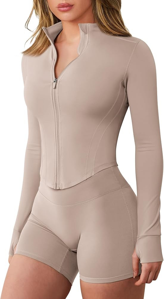 GYM RAINBOW Workout Jackets for Woman Lightweight Athletic Full Zip Running Jacket BBL Cropped Ja... | Amazon (US)