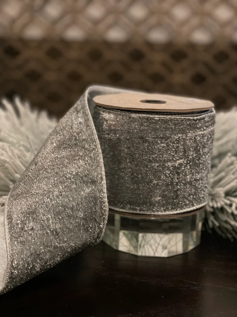 4 X 10 Yds. Designer Metallic Velvet and Metallic Back Silver - Etsy | Etsy (US)