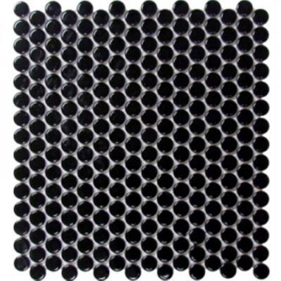 Splash Mosaic Tile Cascade 5-Pack Black 11-in x 12-in Glazed Porcelain Penny Round Floor and Wall... | Lowe's