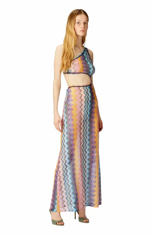 Missoni Long One-shoulder Cover-up With Cut-out Detail in Multicoloured at Nordstrom, Size 38 | Nordstrom