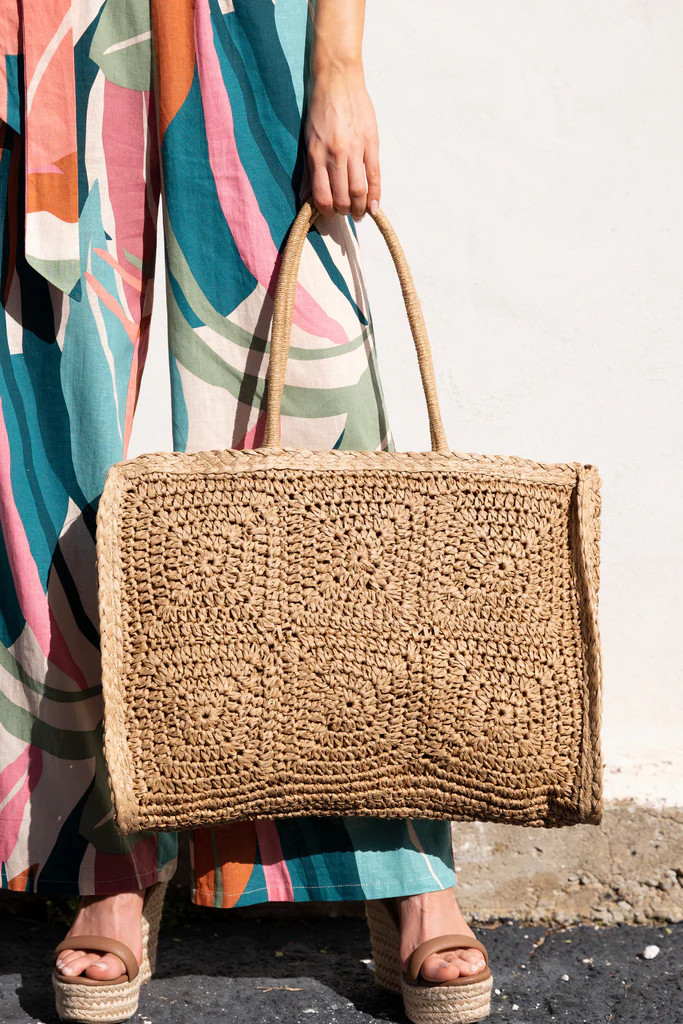 The Greatest Destination Tan Rattan Bag | Red Dress 