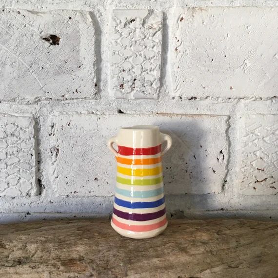 Rainbow Bud Vase Whimsical Pottery Handmade Ceramic Vase - Etsy | Etsy (US)