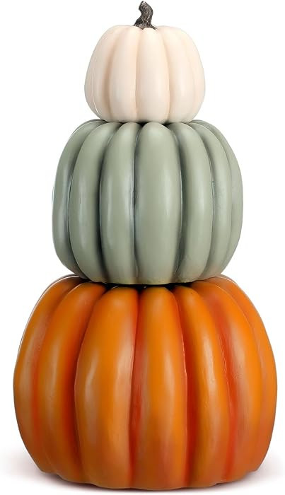 Wesiti 1 Pcs 21.3'' Large Fake Outdoor Stacked Pumpkins for Front Porch | Amazon (US)
