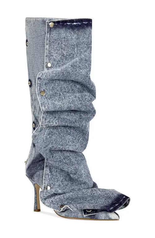 AZALEA WANG Imogine Knee High Slouch Boot in Denim at Nordstrom, Size 8.5 | Nordstrom