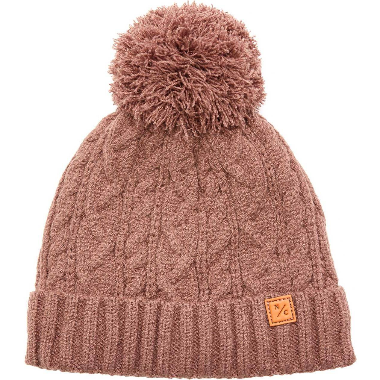 Cable Knit Pop Pom Hat, Cocoa Brown | Maisonette