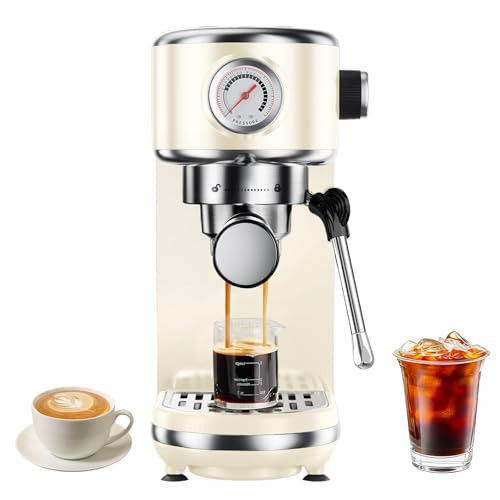 atatix 20 Bar Espresso Machine with Milk Frother, Compact Espresso Maker, Stainless Steel Coffee Machine with Precise Temp Control & 44oz Removable Water Tank for Latte, Cappuccino, Creamy White | Amazon (US)