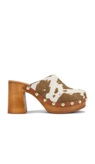 Dutton Clogs in Tan & White Pony | Revolve Clothing (Global)