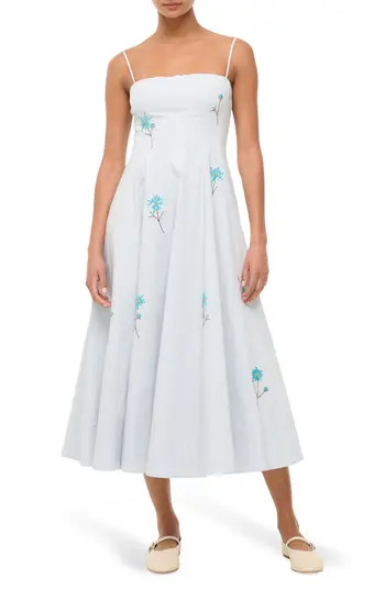 STAUD Wylie Embellished Midi Sundress in White Dandelion Sky at Nordstrom Rack, Size 6 | Nordstrom Rack