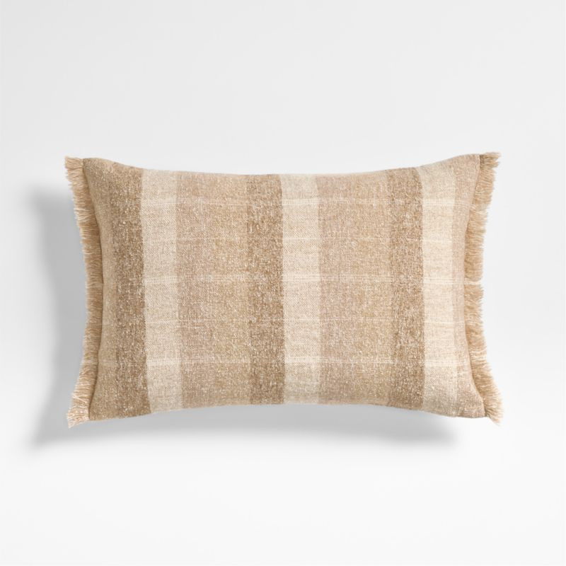Agnes Woven Wool Blend Fringe Stripe 24"x16" Arctic Ivory Throw Pillow with Feather Insert | Crat... | Crate & Barrel