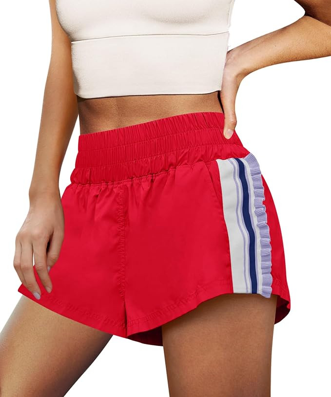 LAMISSCHE Womens Running Shorts Athletic High Waisted Biker Shorts Summer Workout Quick Dry Strip... | Amazon (US)
