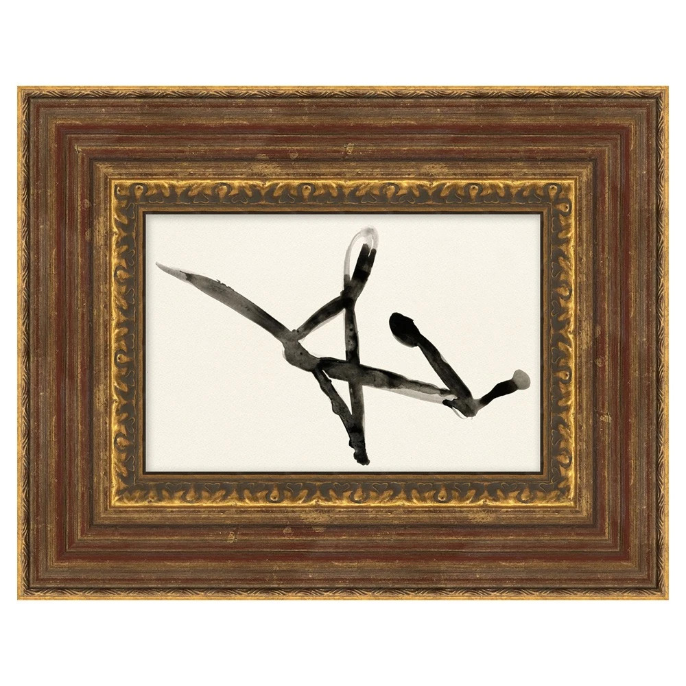 Otto French Country Black Abstract Antique Gold Frame Painting - 15x19 | Kathy Kuo Home