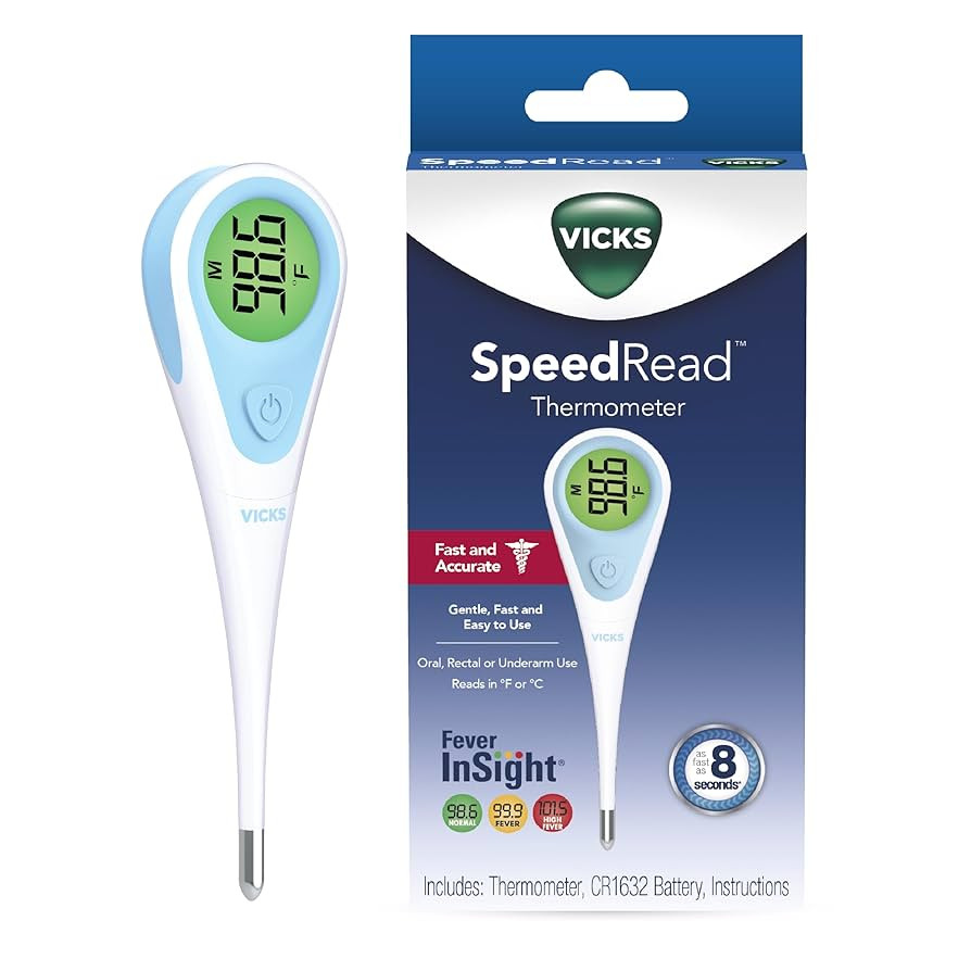Vicks SpeedRead Digital Thermometer for Baby, Kids & Adults, Color-Coded Readings, Oral, Baby Rec... | Amazon (US)
