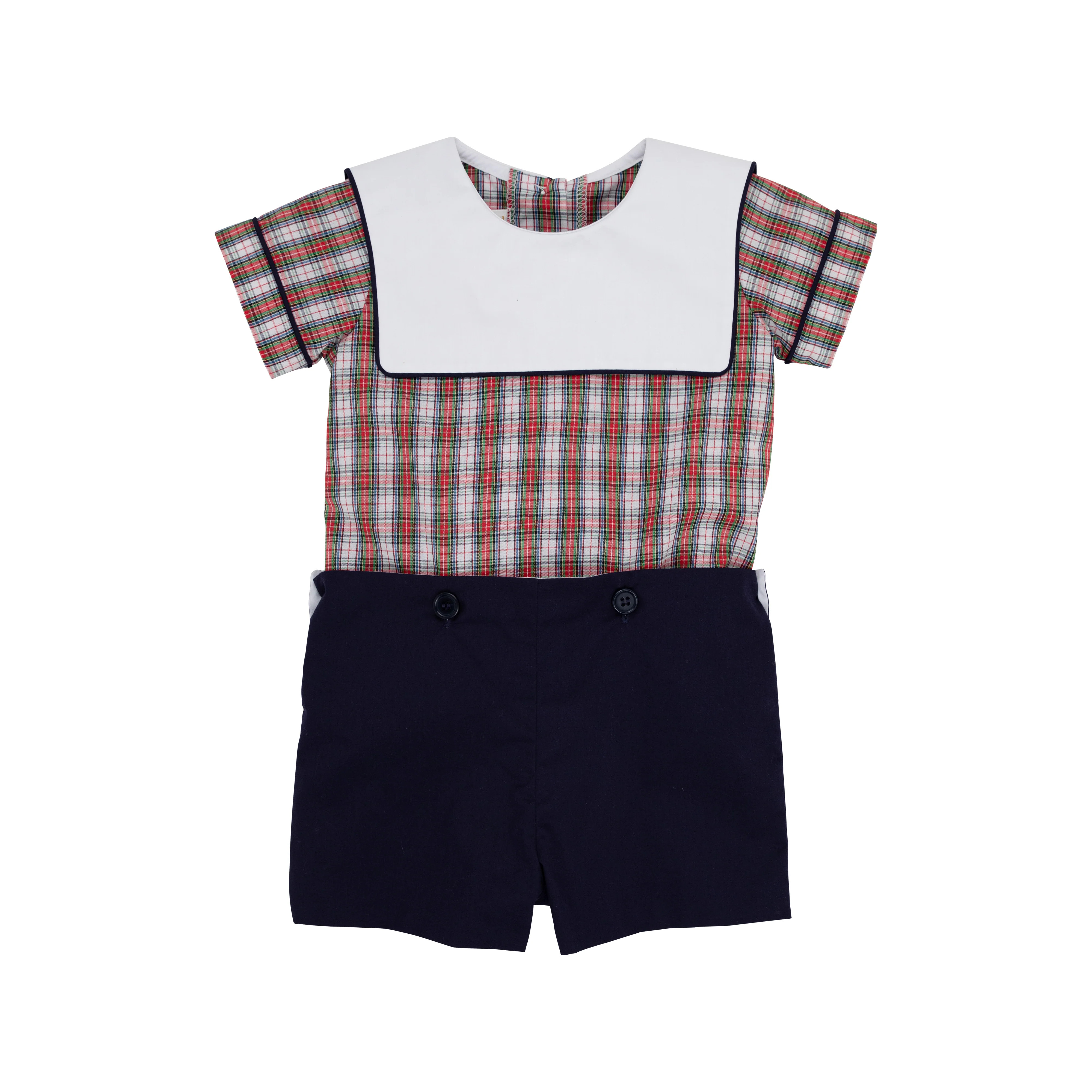 Beauregard Button In - Merritt Park Plaid with Nantucket Navy & Worth Avenue White | The Beaufort Bonnet Company