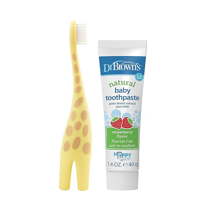 Dr. Brown's Infant-to-Toddler Training Toothbrush Set with Strawberry Fluoride-Free Toothpaste 1.... | Amazon (US)