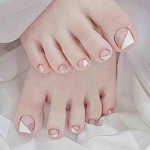 24 Pcs Press on Toenails, Sunjasmine Fake Nails Glue on Toenails, Glossy False Toenails with Glue, Acrylic Toenails for Women and Girls (Toenails A6) | Amazon (US)