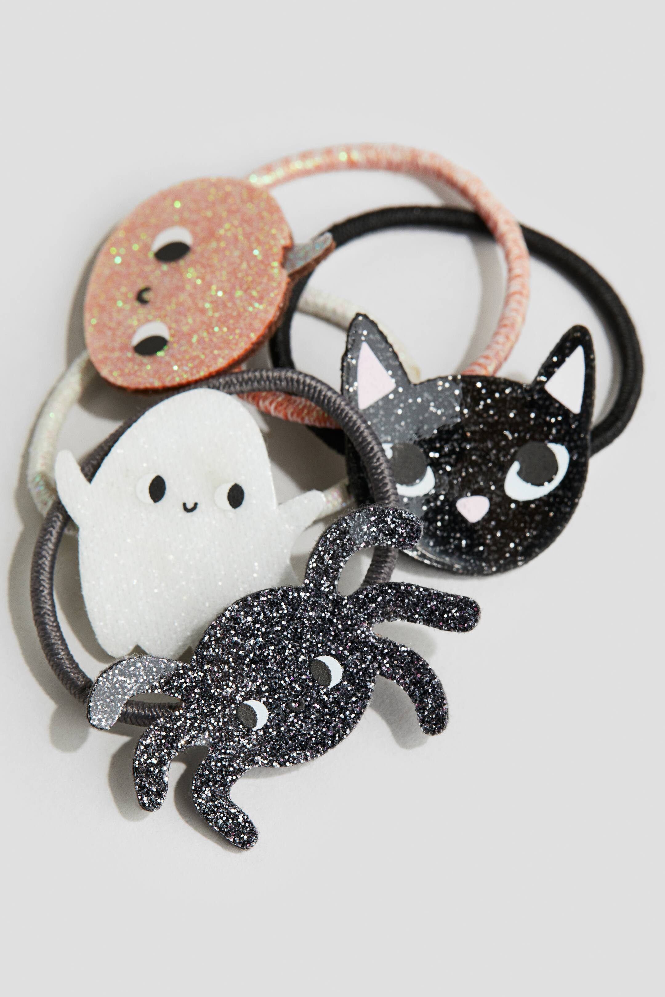 4-pack bow-detail hair elastics - Black/Halloween - Kids | H&M GB | H&M (UK, MY, IN, SG, PH, TW, HK)