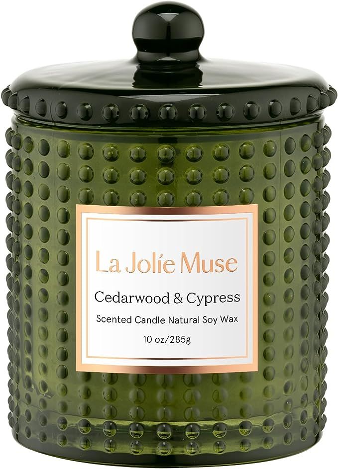 LA JOLIE MUSE Cedarwood & Cypress Scented Candle - Christmas Candles for Home Scented, Green Cand... | Amazon (US)