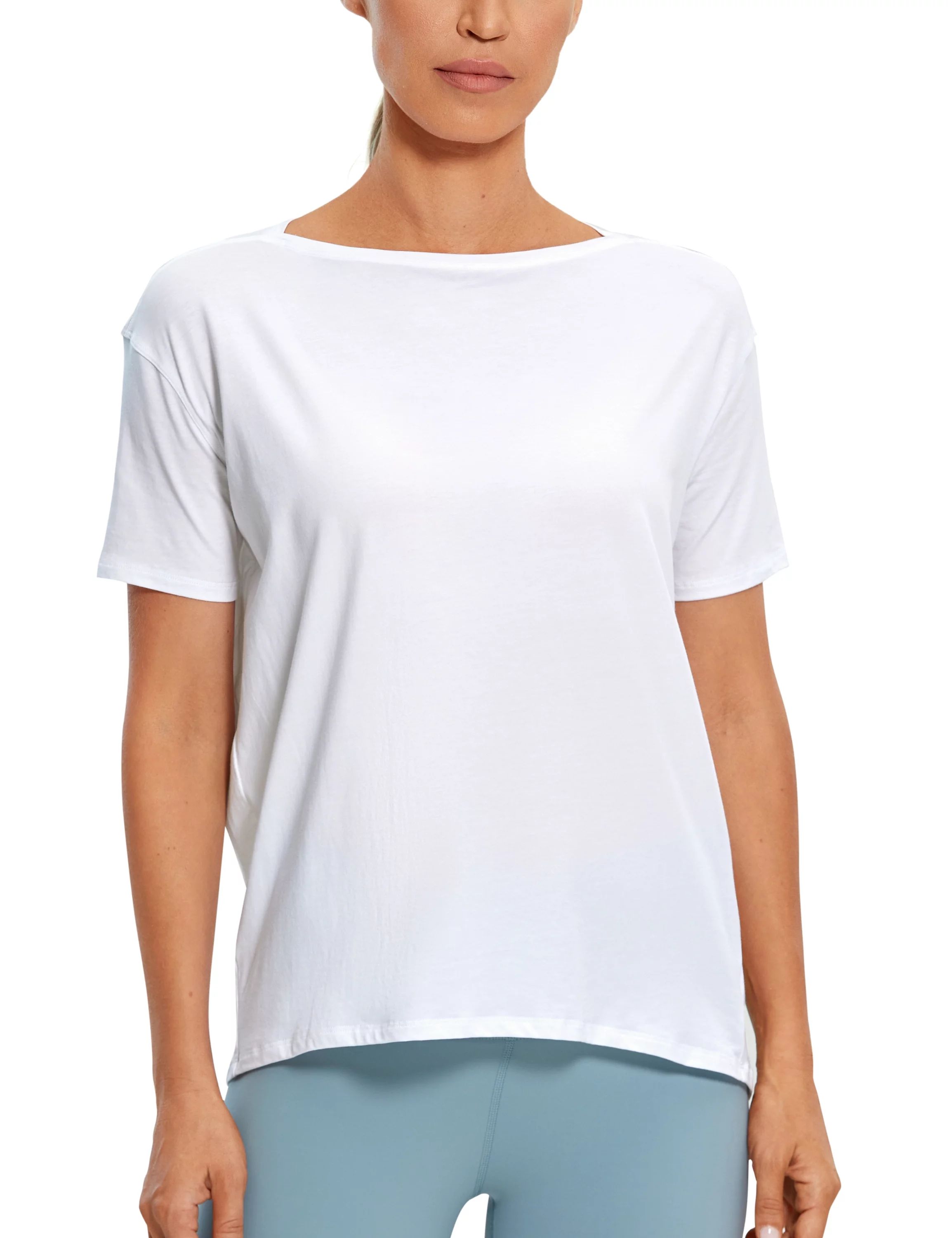 CRZ YOGA Women's Pima Cotton Short Sleeve Shirts Loose Fit Casual Tops | Walmart (US)