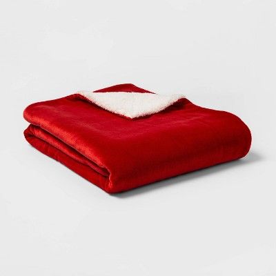 Solid Plush Reversed to Sherpa Throw Blanket - Threshold™ | Target