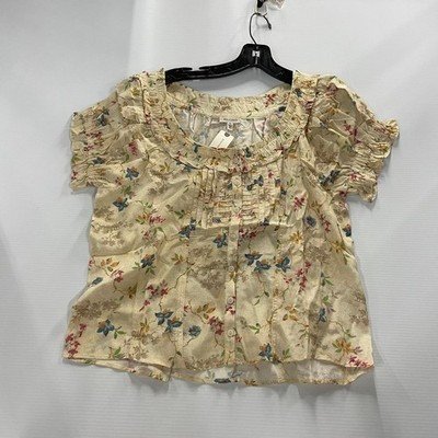 PILCRO By Anthropologie Sheer Ruffle Puff-Sleeve Blouse Women's Size M | eBay US